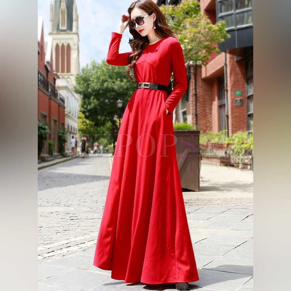 Beautiful Anna Hariri Modest Maxi Gown.